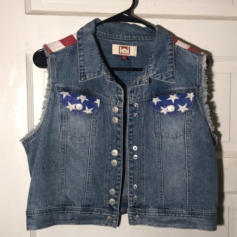 L.e.i. Stars and Stripes Denim Vest